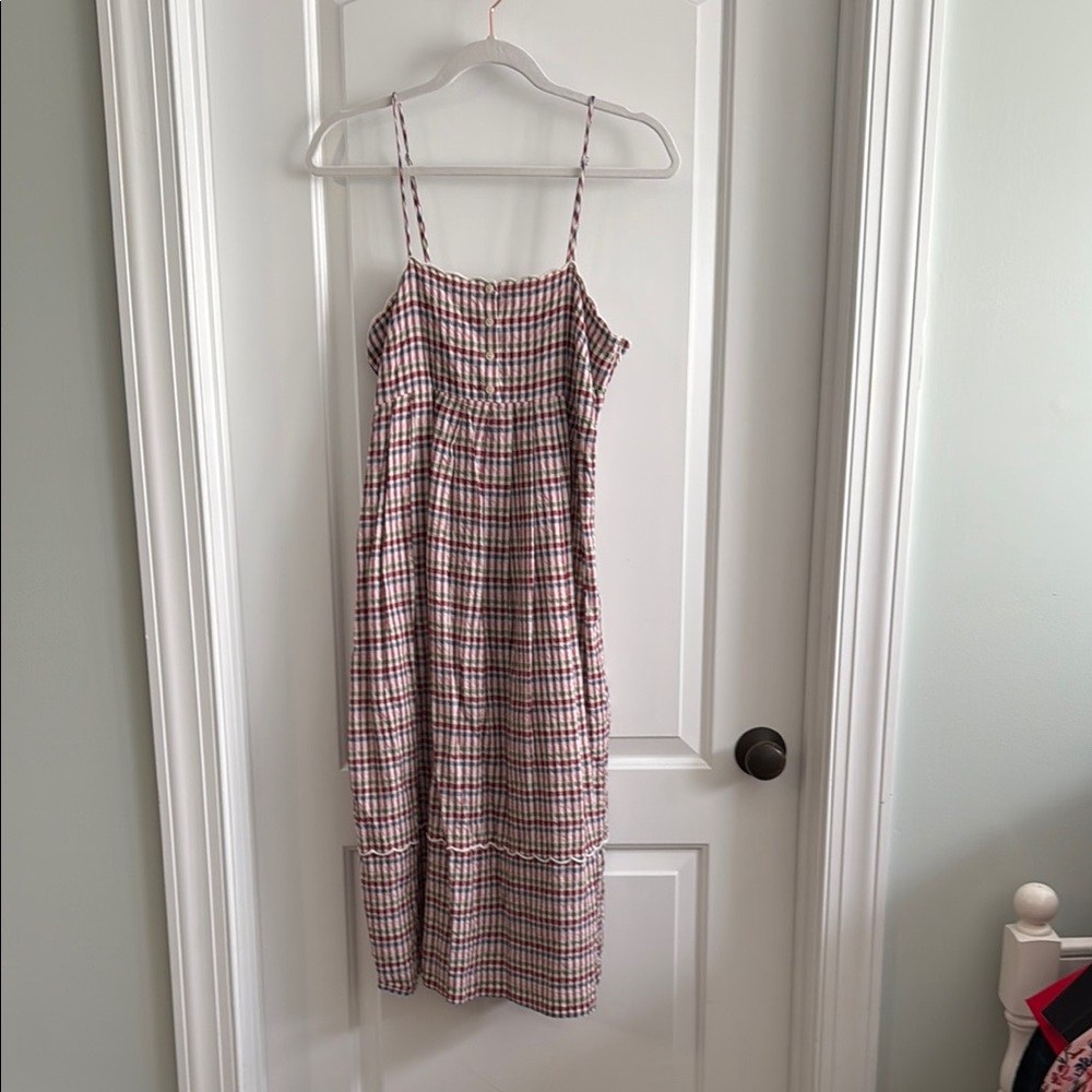 Madewell Pink and White Maxi Sundress with Spaghetti Straps and Casual Style
